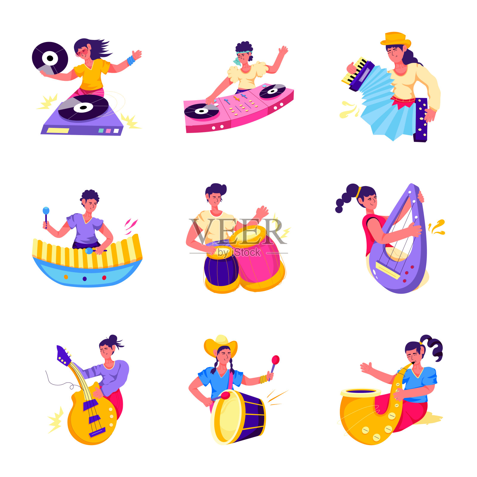 包音乐专家平面插图插画图片素材