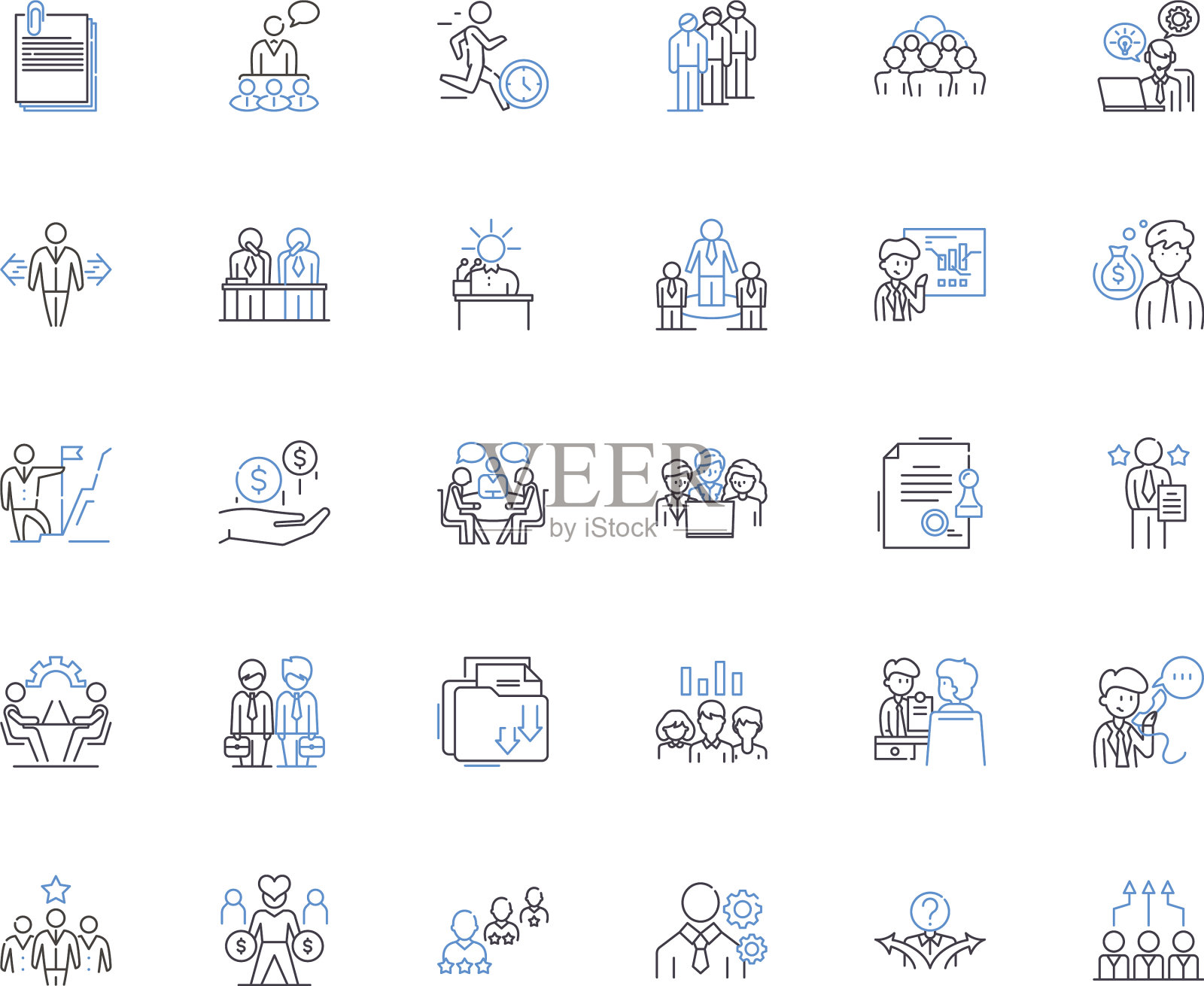 公司总部线条图标集合图标素材