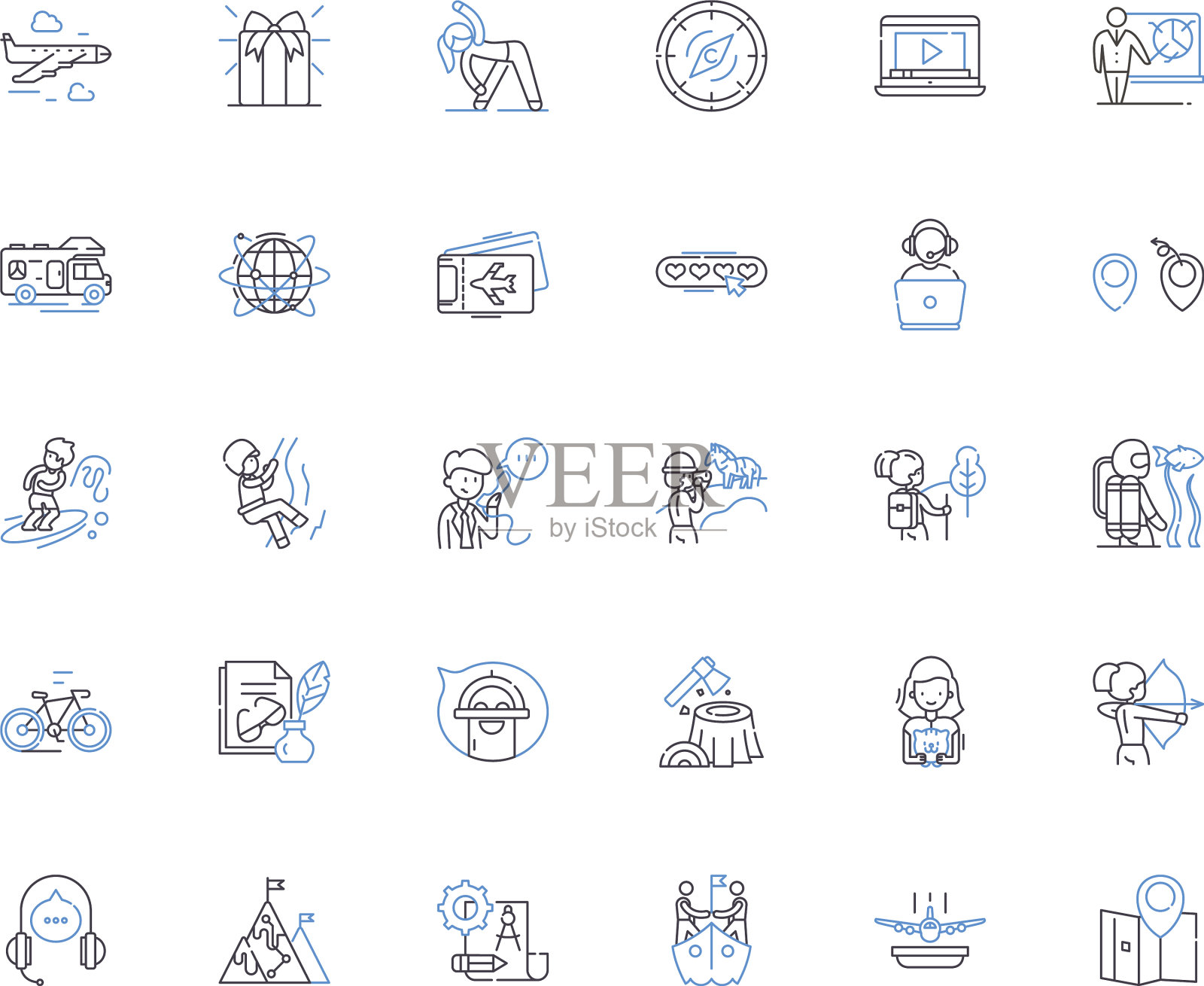 森林步行线图标收集树木树木图标素材