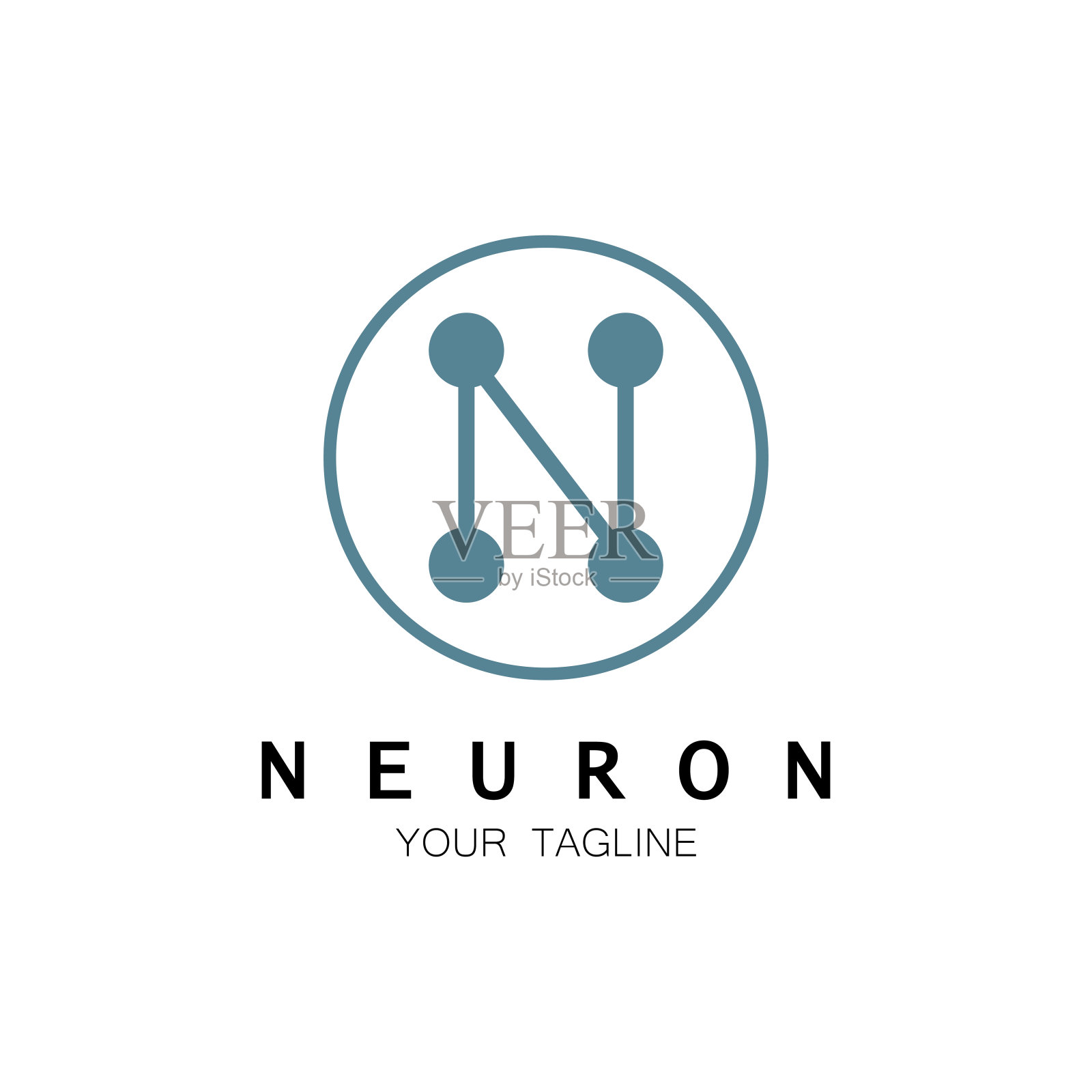 神经元标志或神经细胞标志设计，分子标志插图模板图标与矢量概念插画图片素材