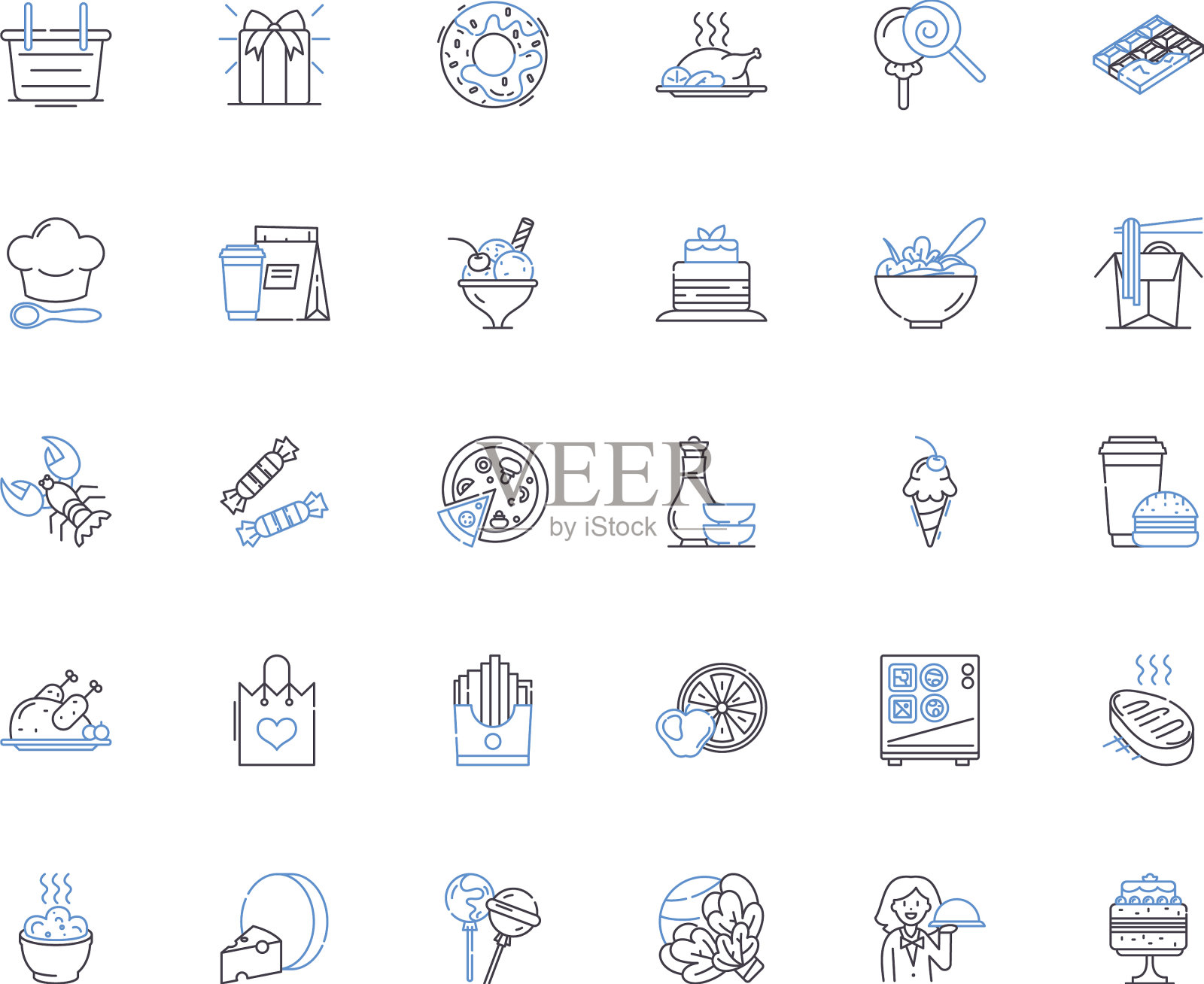 市场摊位线图标收集农产品图标素材