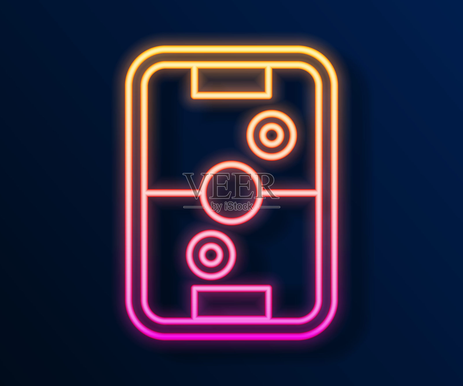 发光的霓虹线空气曲棍球表图标孤立的黑色背景。向量插画图片素材