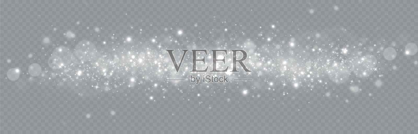 白色魔尘的微粒。闪亮的光粒子。圣诞亮片。透明背景上的光效插画图片素材