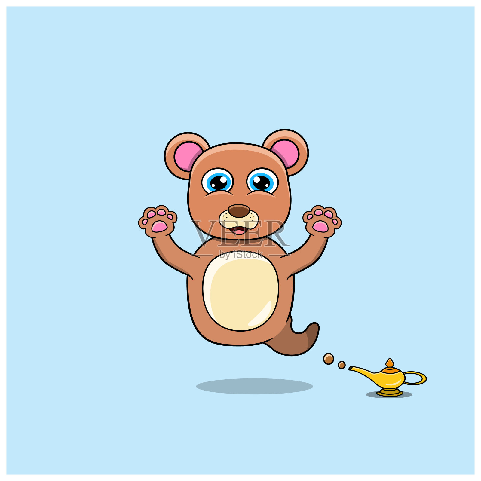 可爱和有趣的动物与熊。精灵的性格。完美的吉祥物，标志，图标和人物设计。插画图片素材