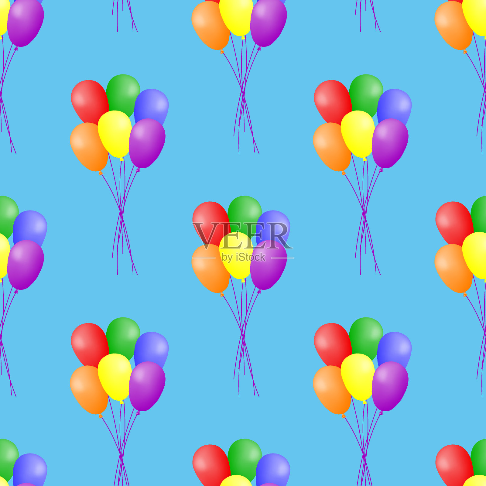 无缝图案与彩色气球插画图片素材