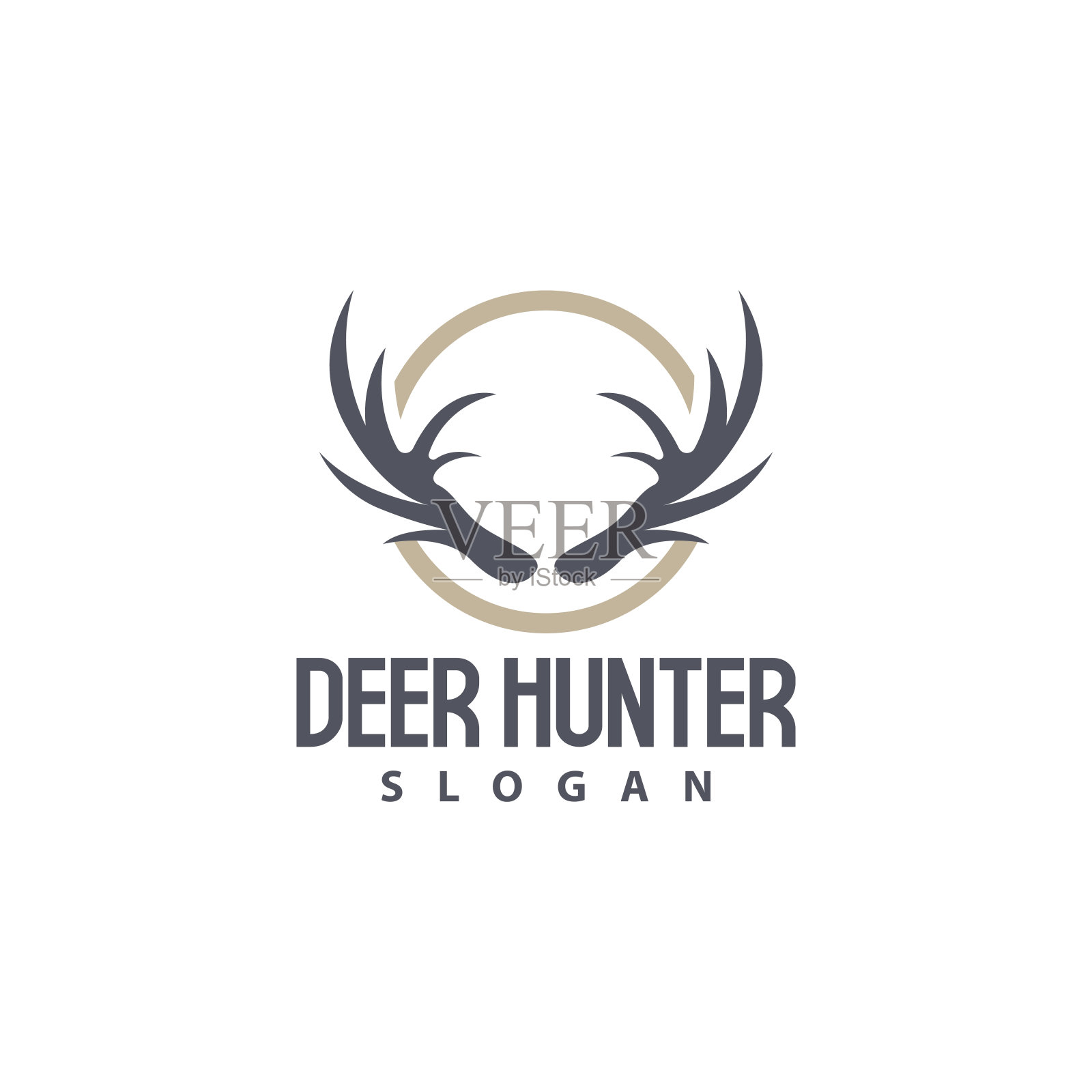 鹿标志，鹿猎人矢量，森林动物设计，鹿角复古复古符号设计图标插画图片素材