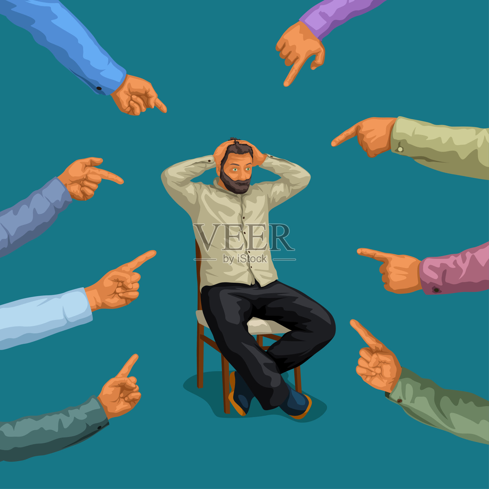 男人和尖尖的手插画图片素材