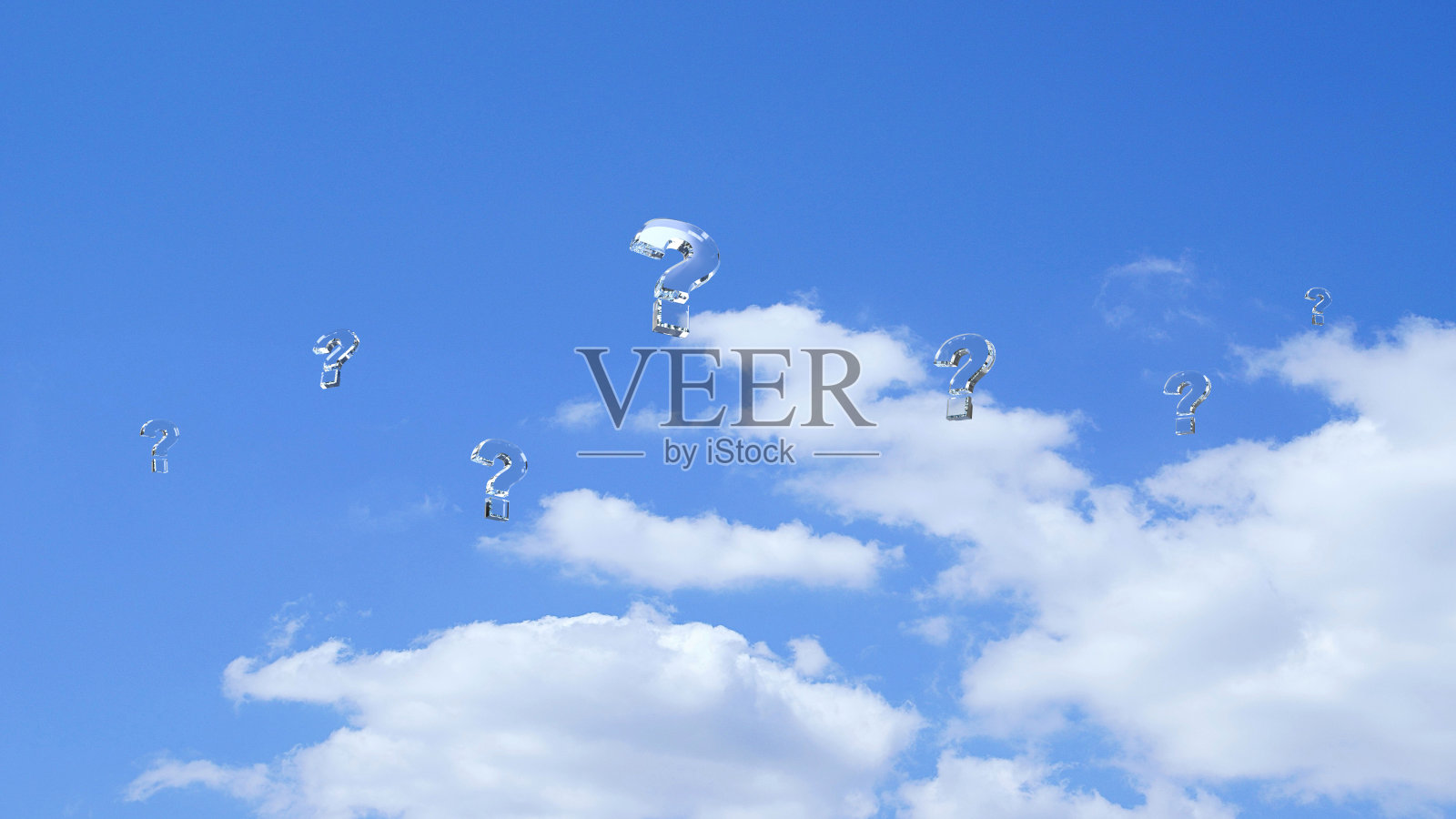 问号3d蓝天和云的背景照片摄影图片