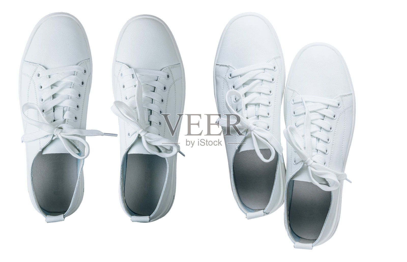 白色的皮革运动鞋孤立在白色的背景照片摄影图片