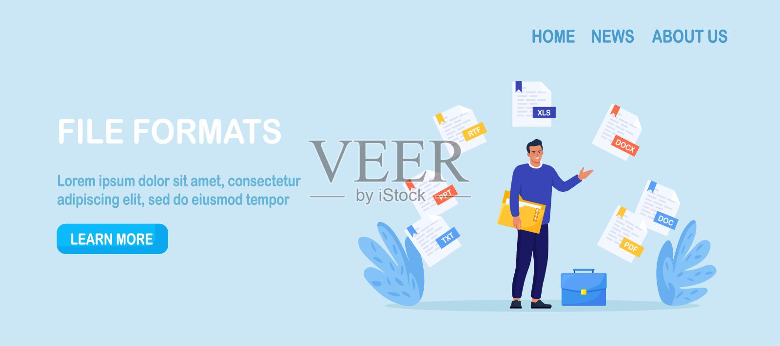 转换，交换不同的文件格式。分享或发送pdf, doc, xls或txt格式的文档。文档转换。云服务和信息交换。下载文件插画图片素材