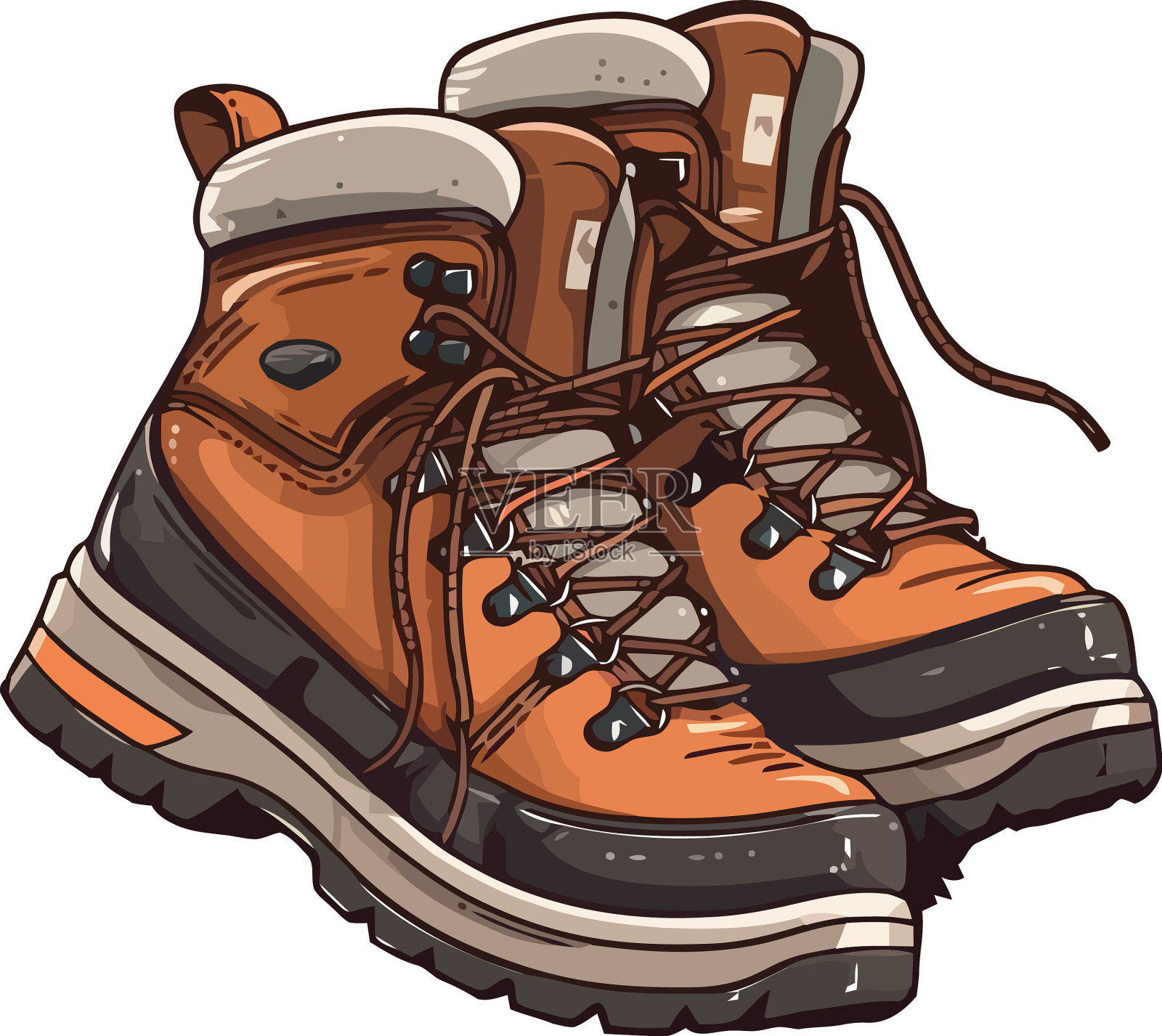 穿着靴子在大自然中漫步插画图片素材