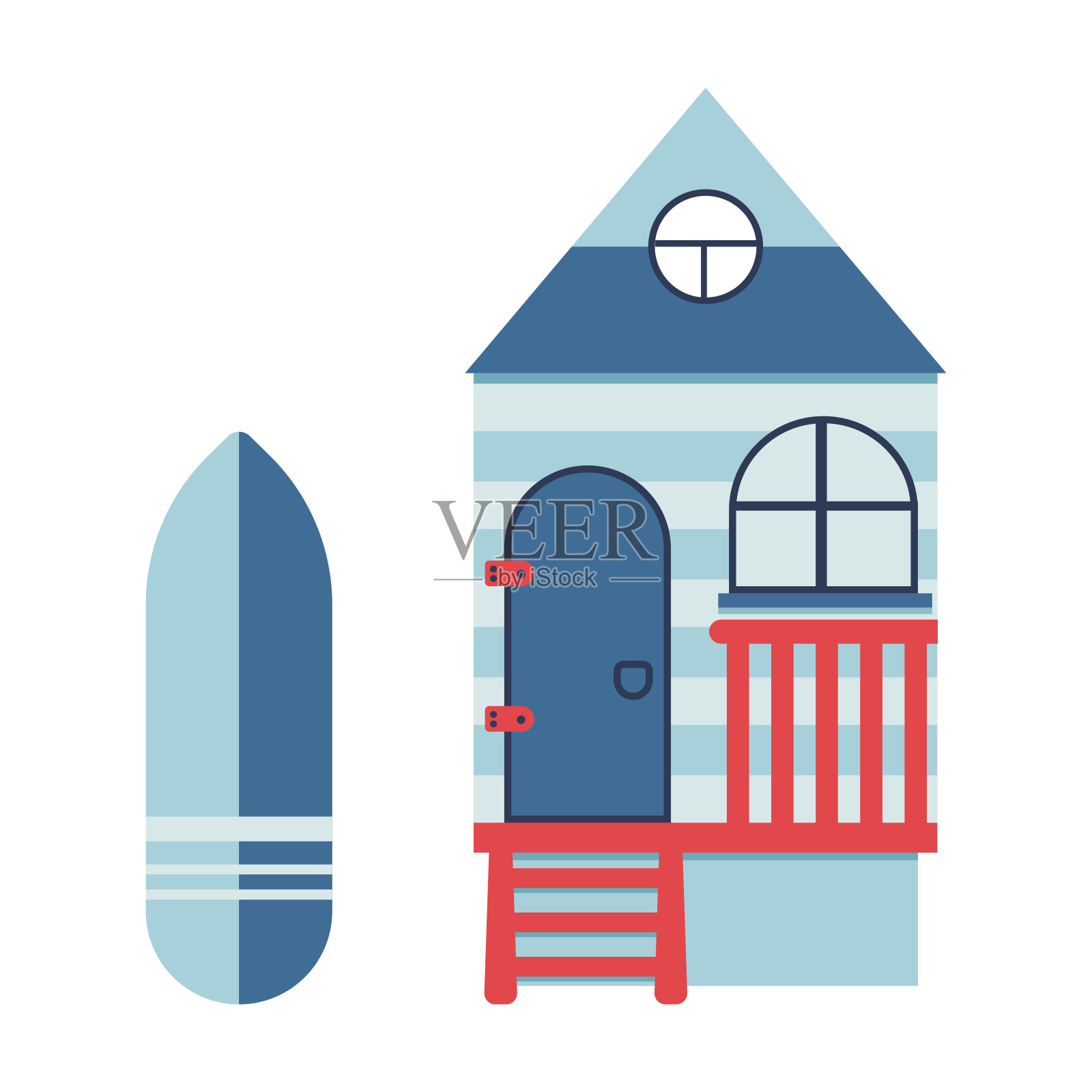 海边别墅的插图。安息在大海上。矢量图插画图片素材