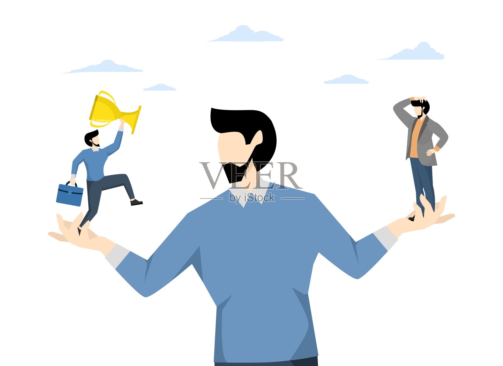 社交比较焦虑概念：避免失败，失败者或自我激励问题，与他人比较插画图片素材