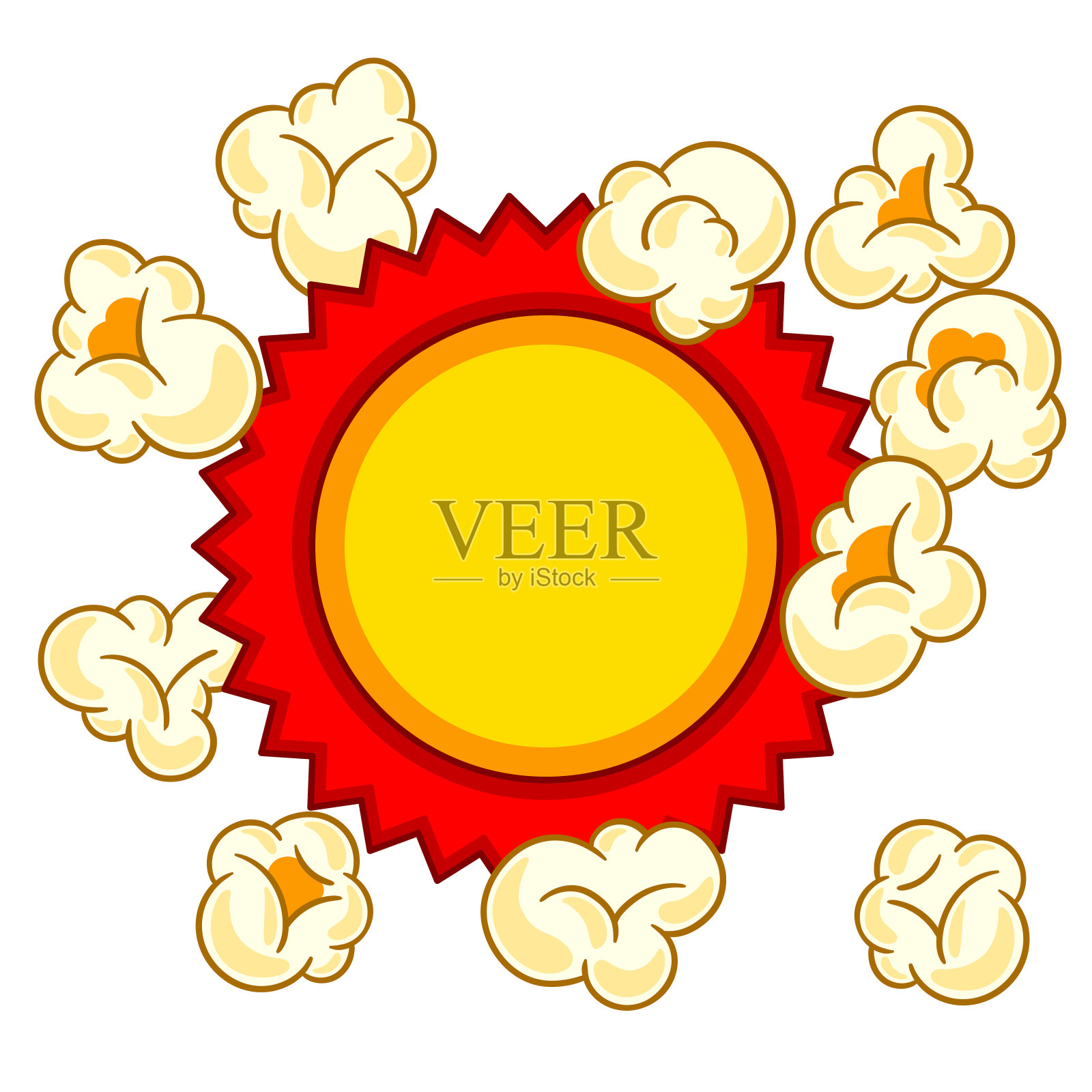 爆米花的背景。卡通风格的休闲食品形象。插画图片素材