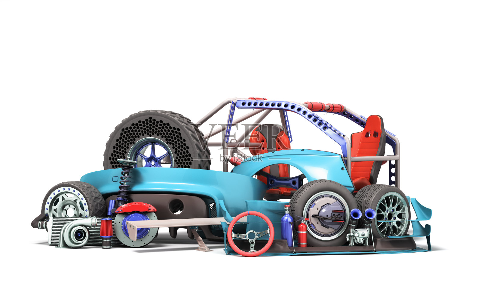 一套定制的备件，用于调整身体和内部组件3d renyer白色照片摄影图片