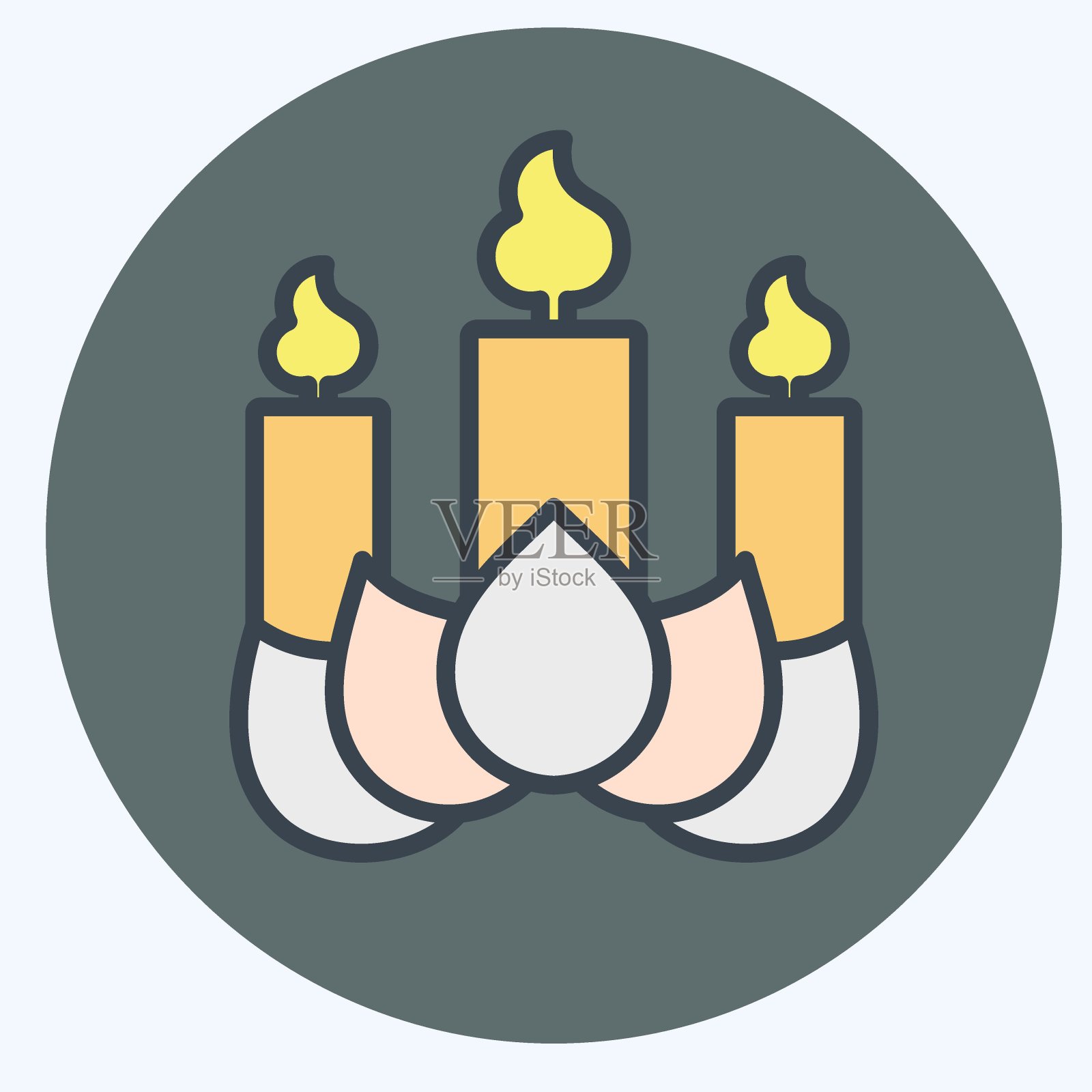 图标的蜡烛。与中国新年的象征有关。颜色搭配风格。简单的设计可编辑插画图片素材