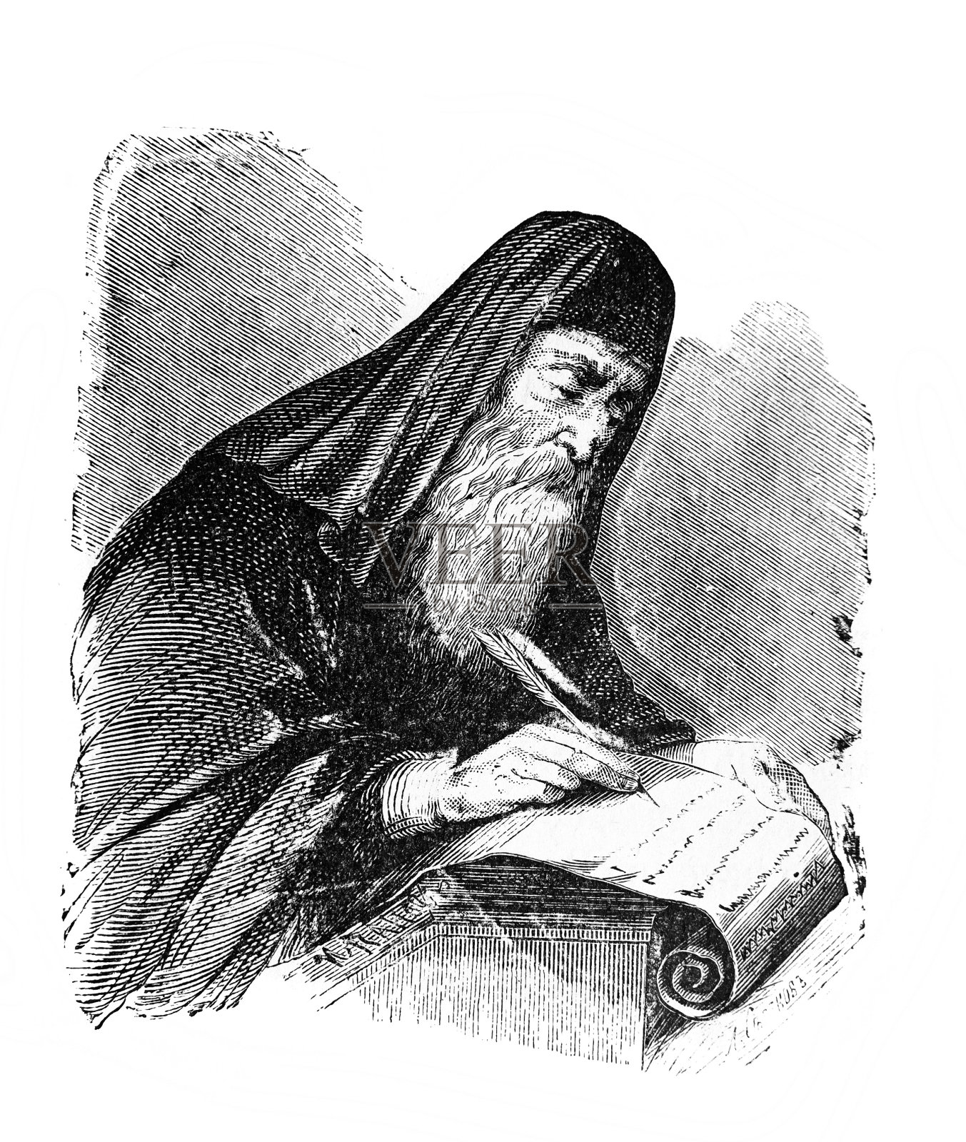 《俄罗斯文学》一书中的编年史家内斯特，p.v.埃夫斯塔菲耶夫，1892年，圣彼得堡插画图片素材