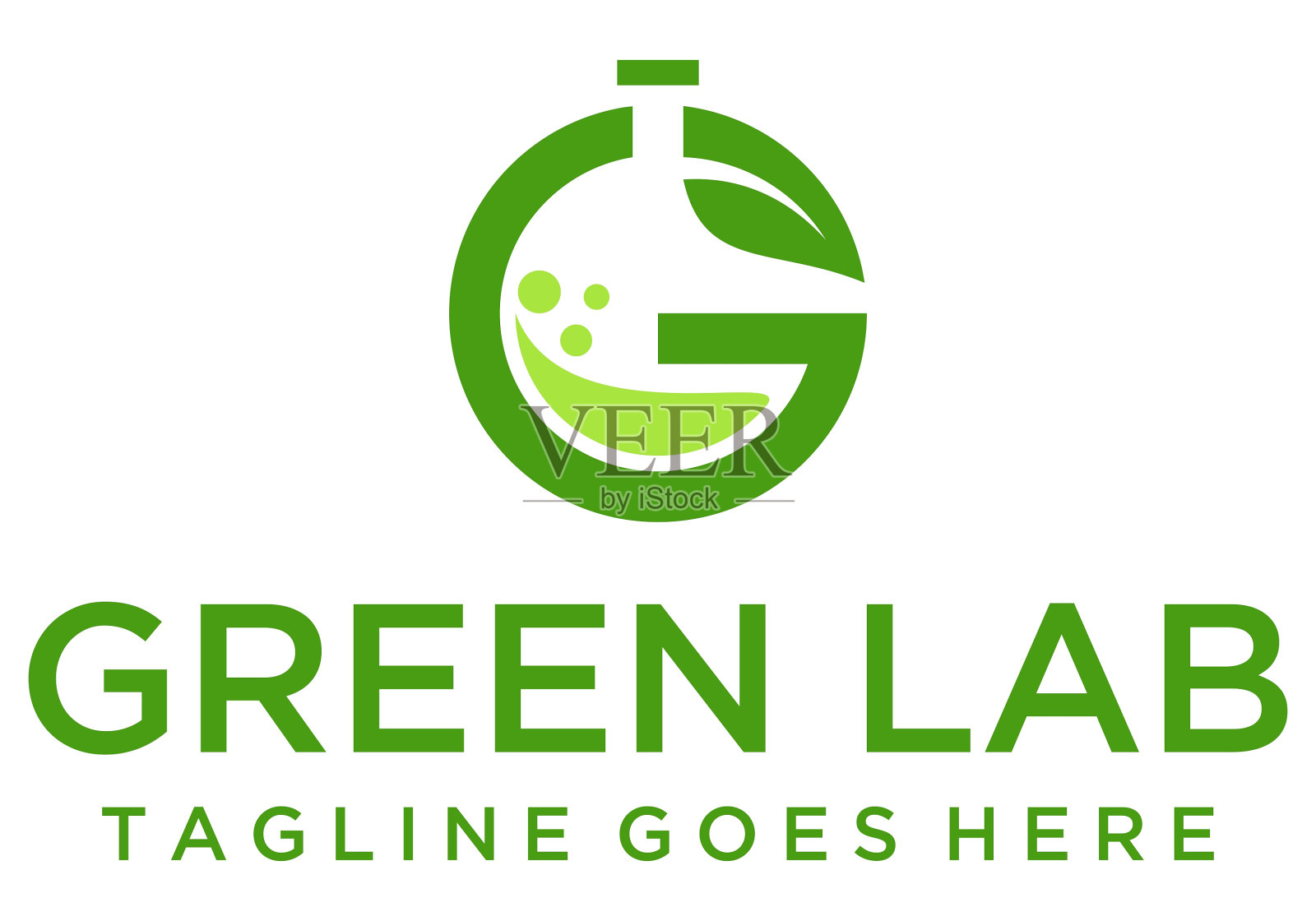 绿色实验室与G字母标志设计插画图片素材