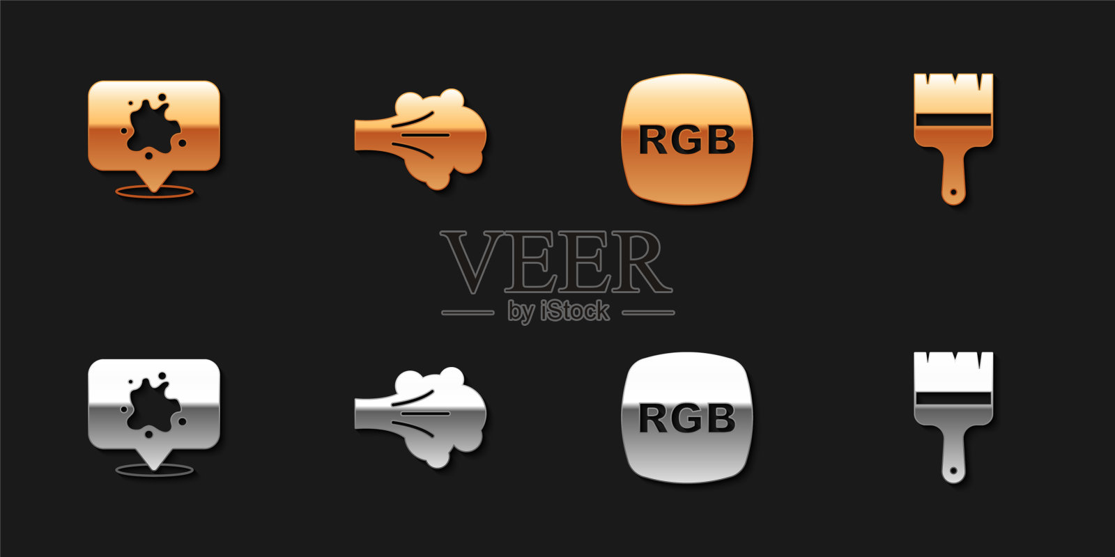 设置喷漆，RGB和画笔图标。向量插画图片素材
