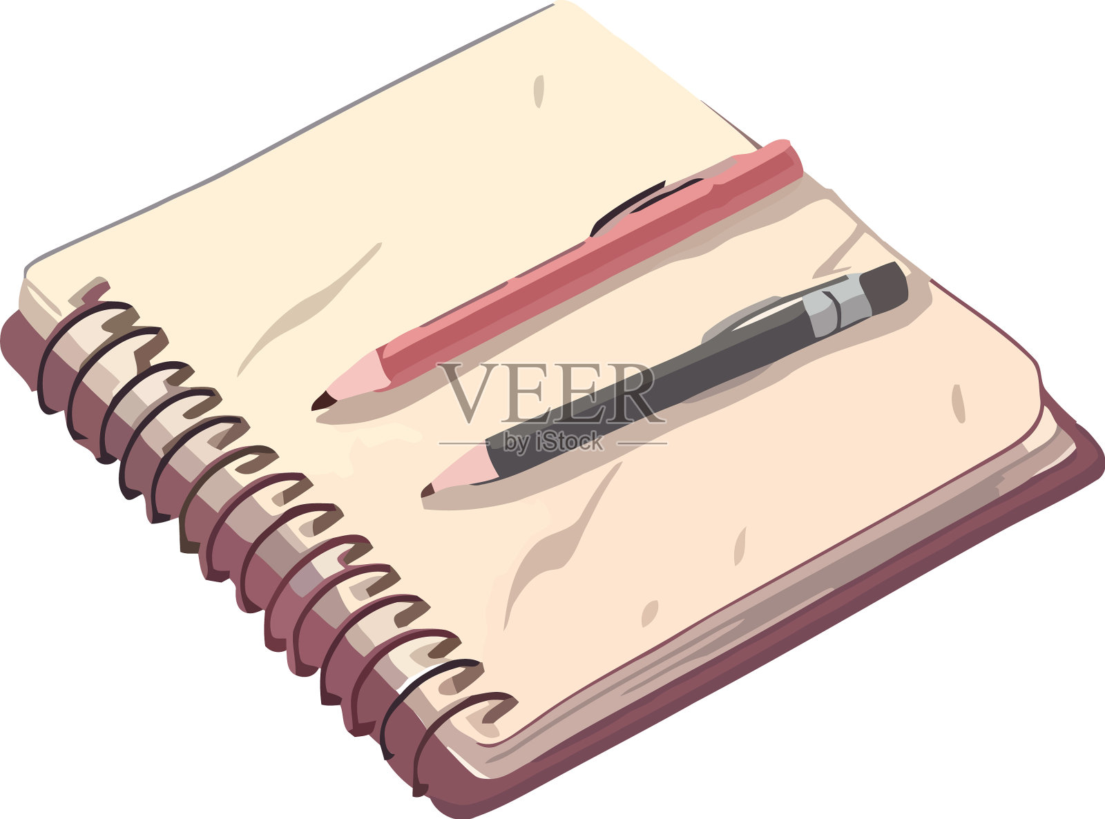 笔记本和铅笔供应学校设计元素图片