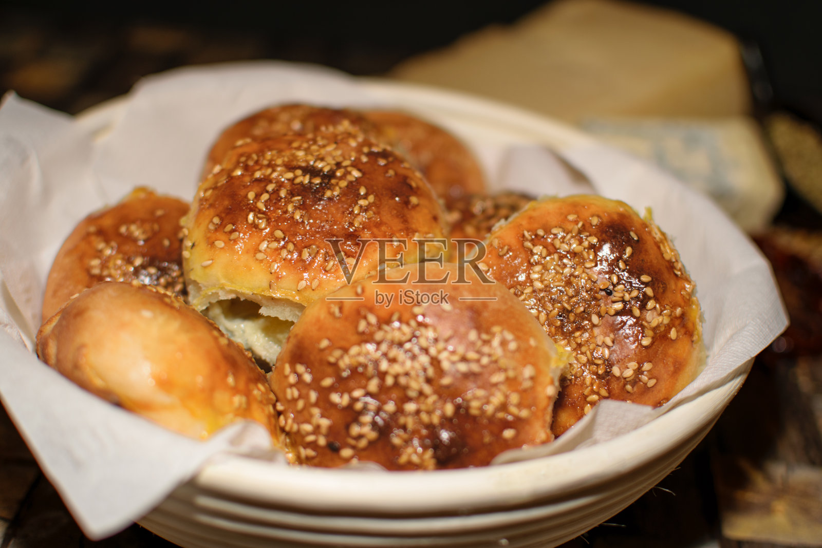 传统的多瑙河咸面包特写照片摄影图片