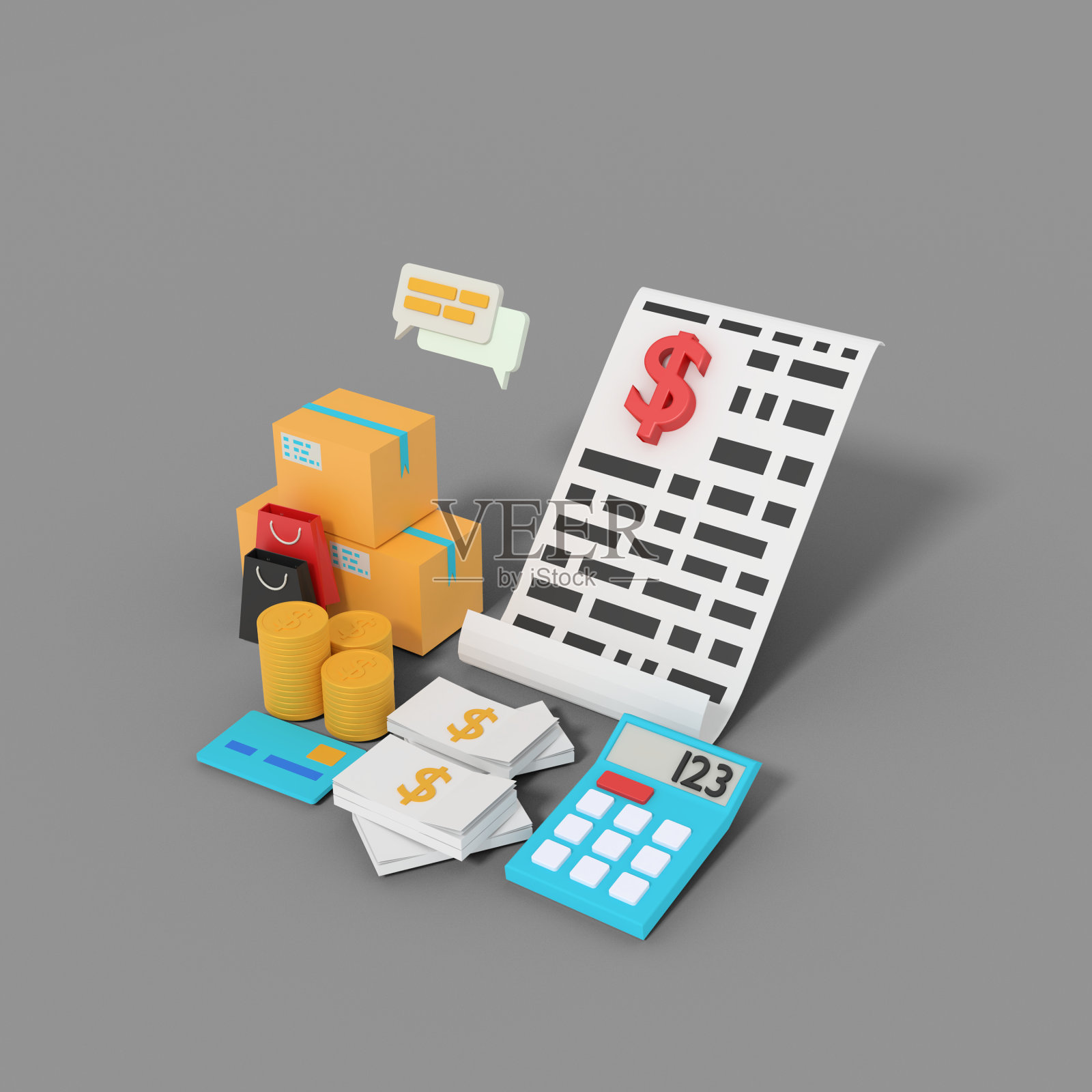 网上购物的账单和预算照片摄影图片