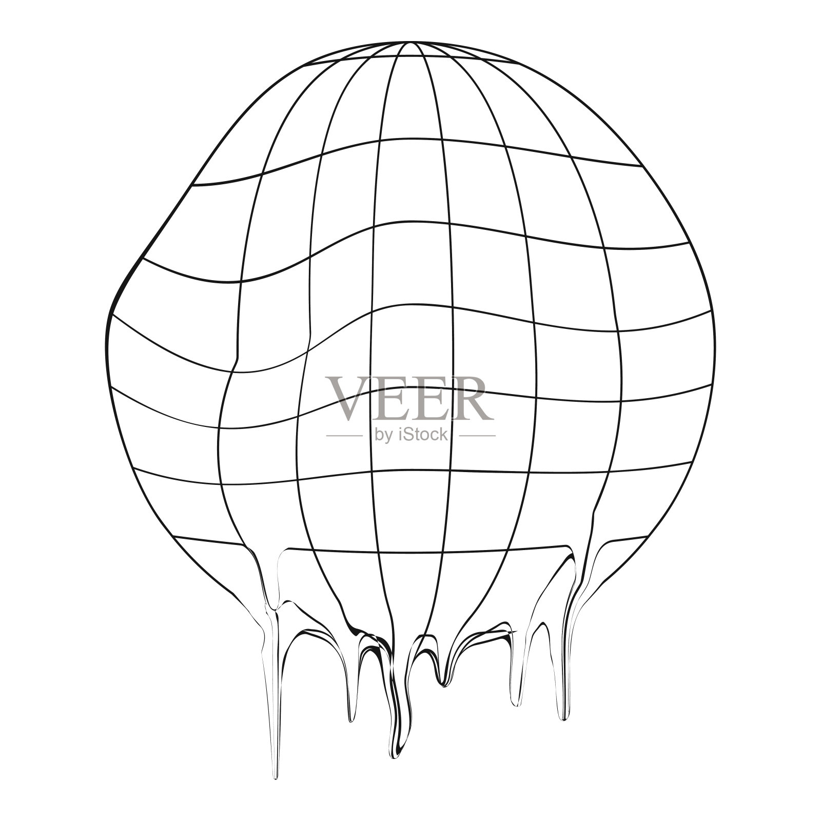 泄气的地球仪图标。地球行星的扭曲线框孤立在白色背景上。气候变化的概念。全球生态灾难理念插画图片素材