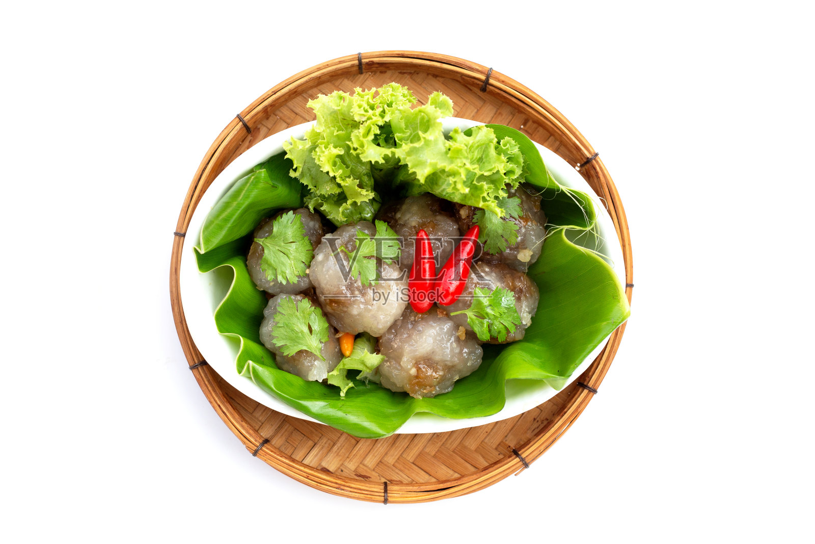 猪肉馅的木薯球照片摄影图片