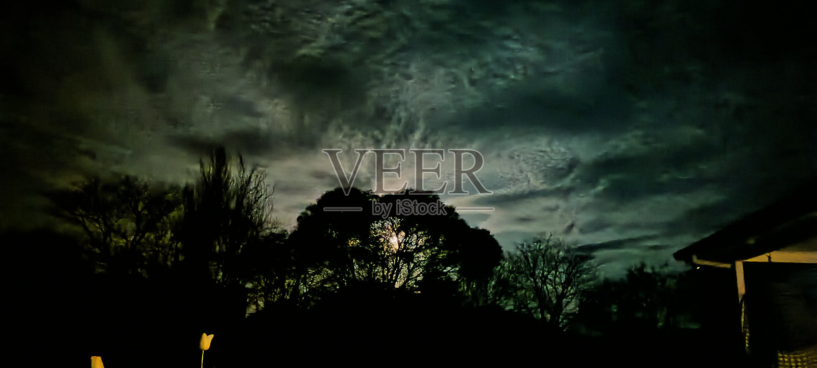 夜晚的月光透过云层照片摄影图片