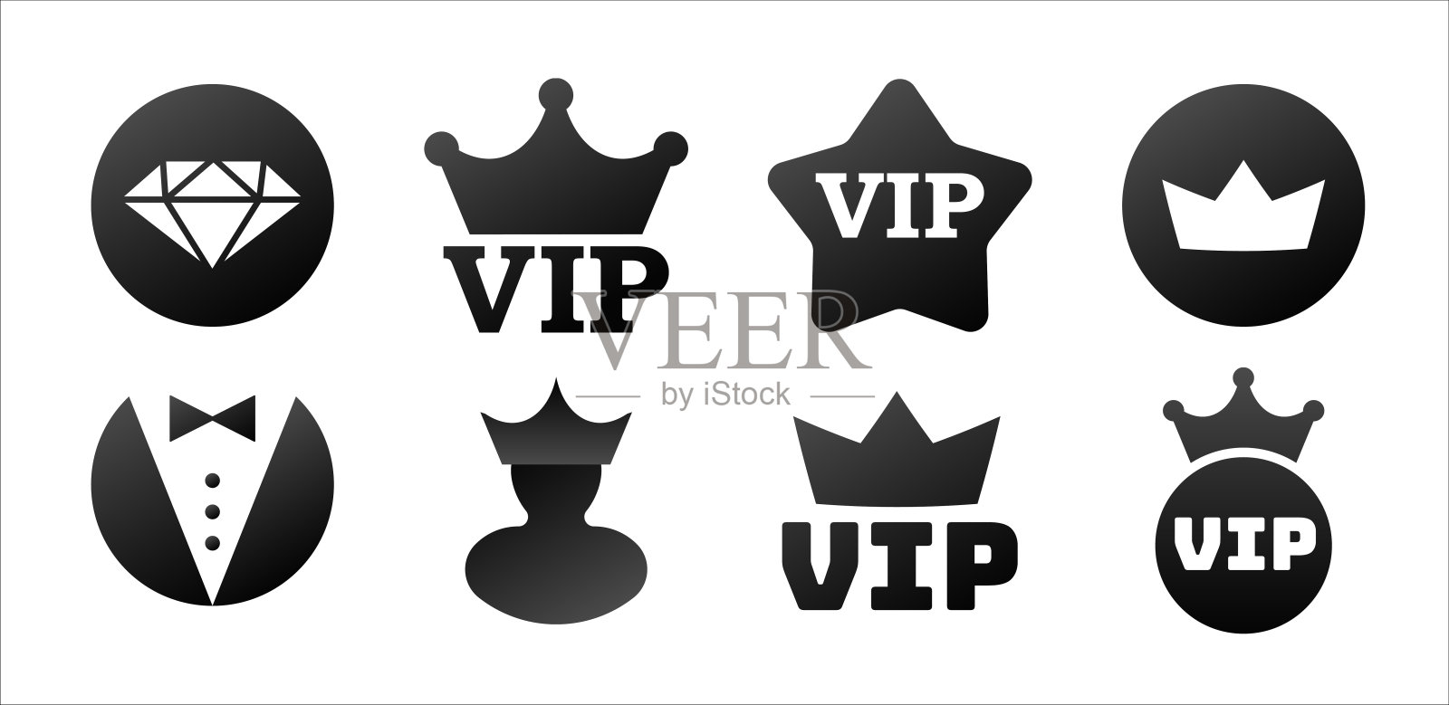 带有vip符号图标的贴纸插画图片素材