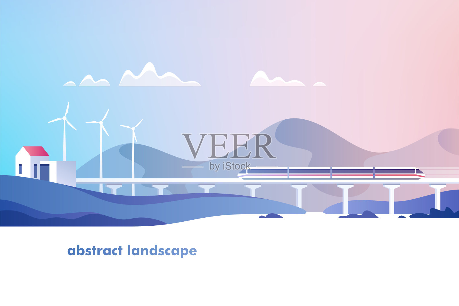 抽象乡村景观。矢量插图。插画图片素材