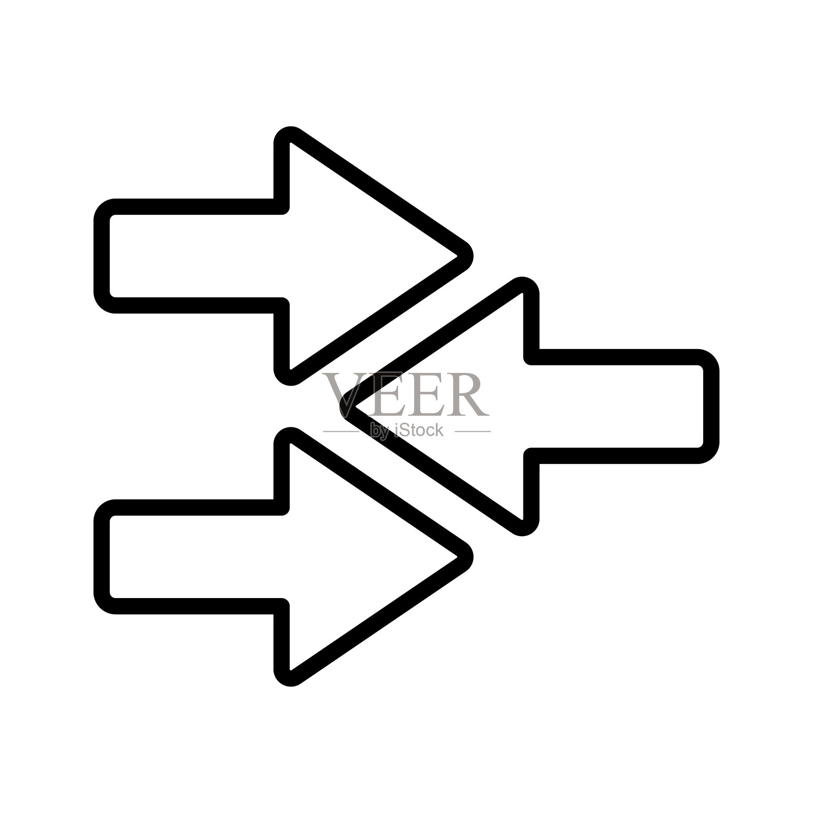 反对，箭头，反对图标。线条图标，轮廓符号。插画图片素材