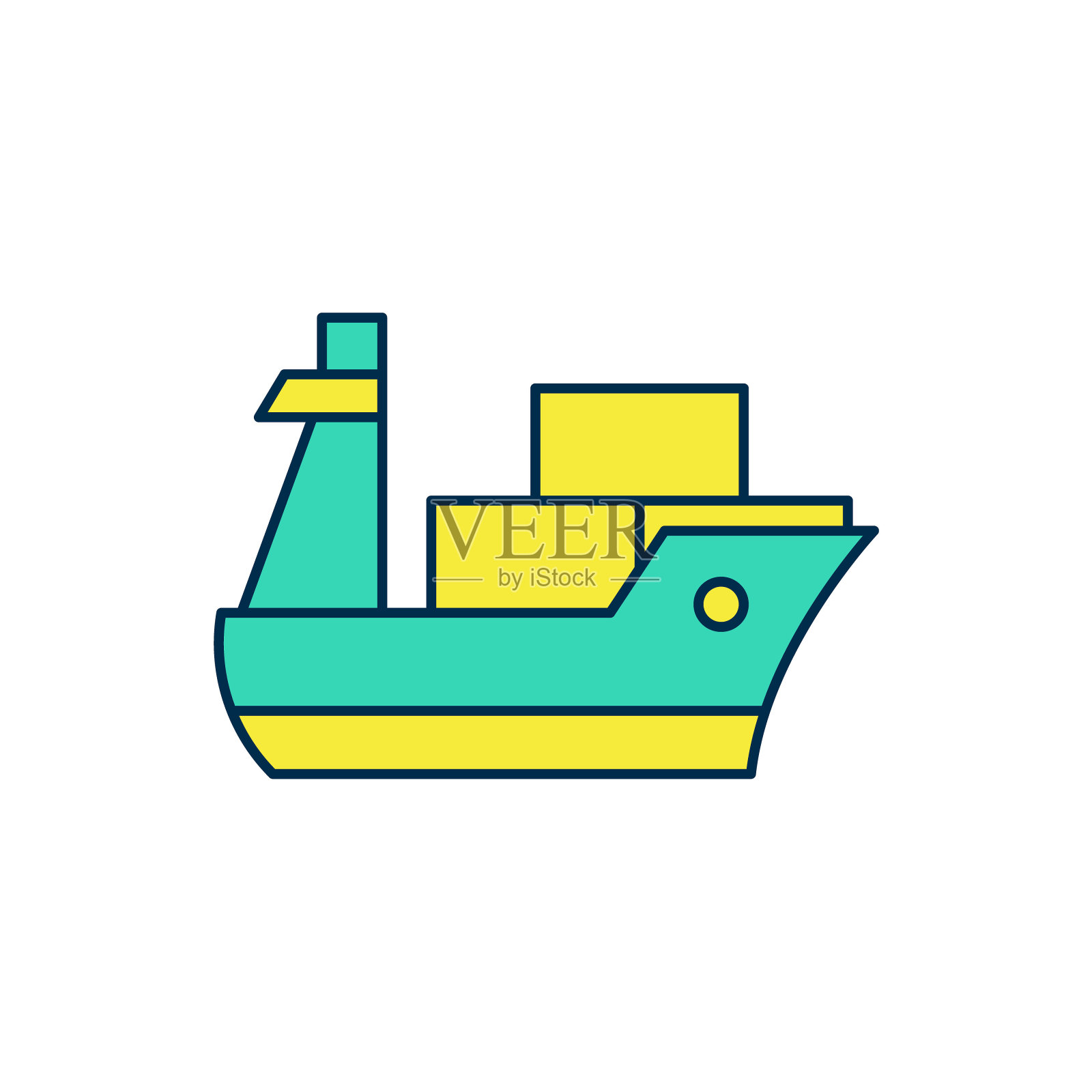 填充轮廓货船图标孤立的白色背景。向量插画图片素材