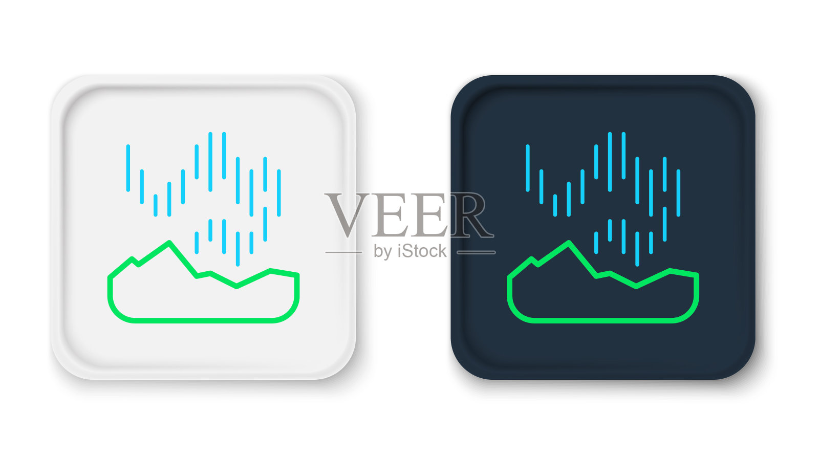 线北极光图标孤立在白色背景。色彩缤纷的轮廓概念。向量图标素材