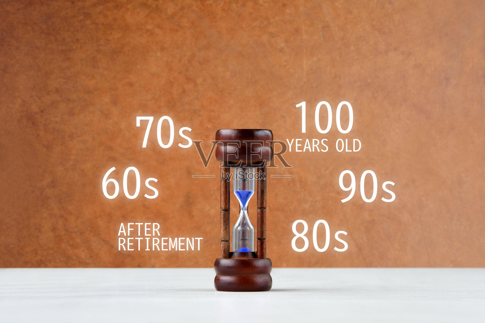 沙漏和各种年龄数字及文字照片摄影图片