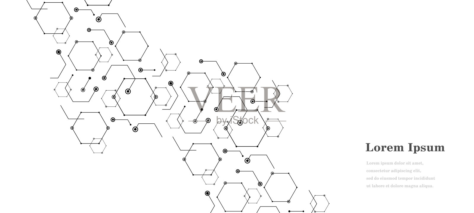 抽象黑白六边形，几何背景，科学技术，网络概念插画图片素材