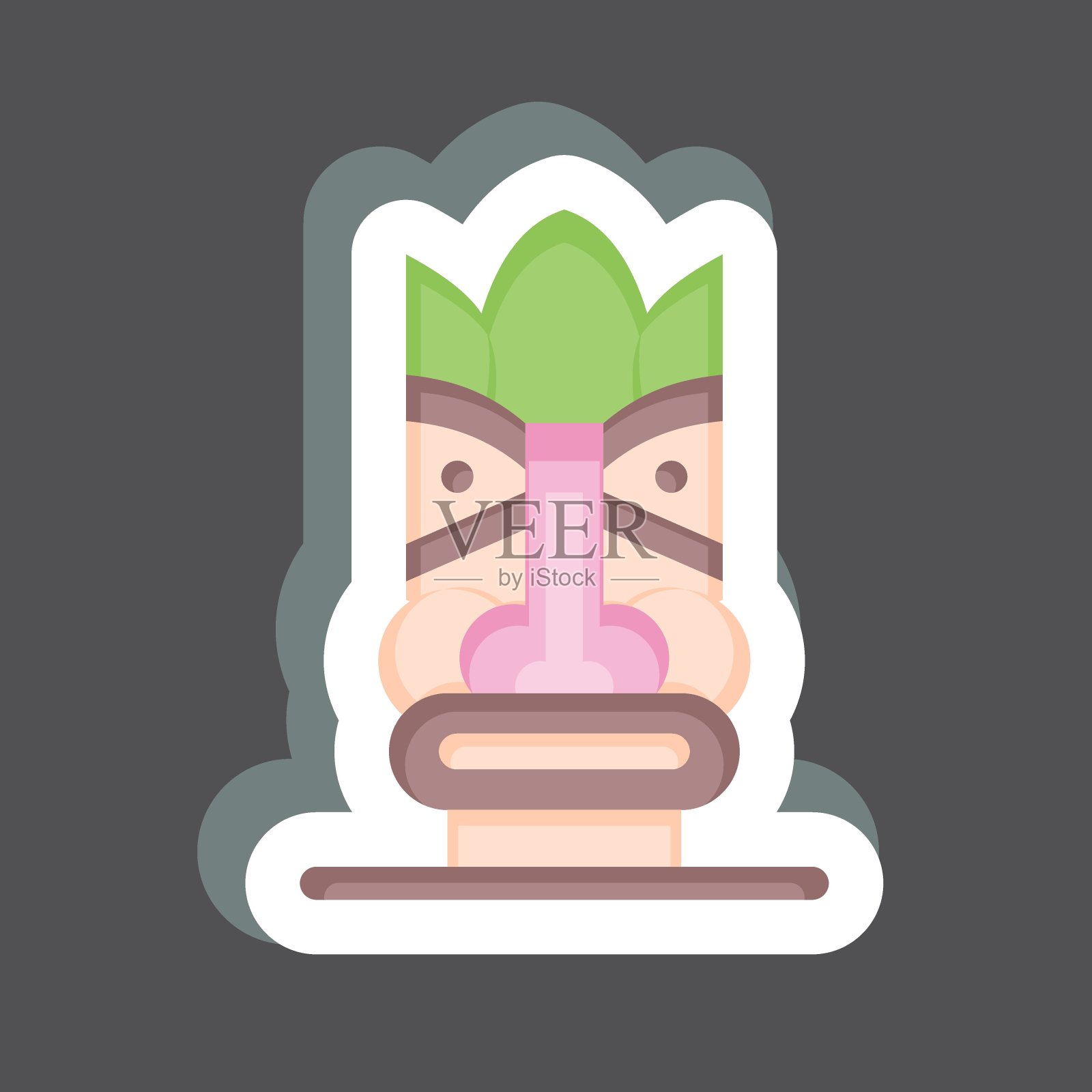 贴纸夏威夷雕像。与夏威夷符号有关。简单的设计可编辑。向量插画图片素材