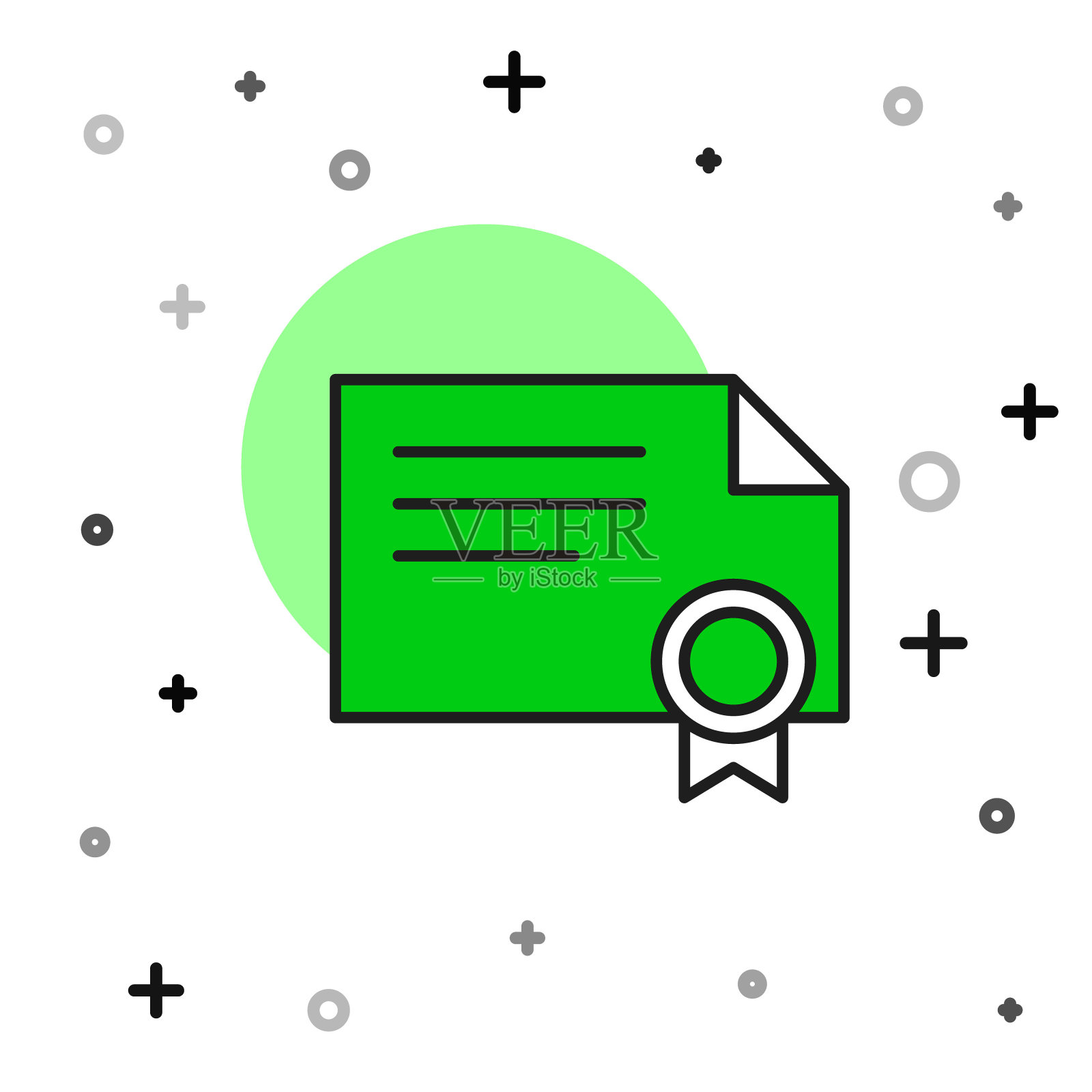 填充轮廓证书模板图标隔离在白色背景。成就，奖励，学位，授予，文凭的概念。向量插画图片素材