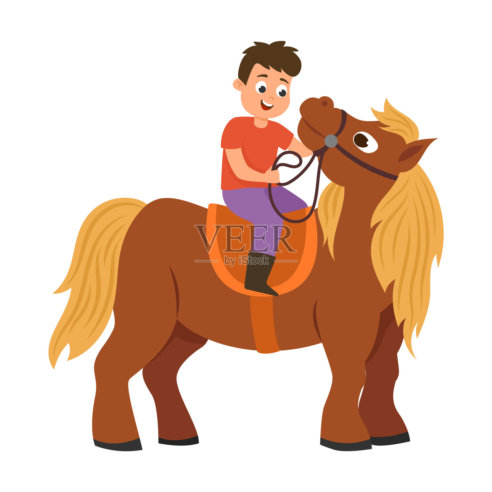 快乐的男孩骑着马，孩子骑着马设计元素图片