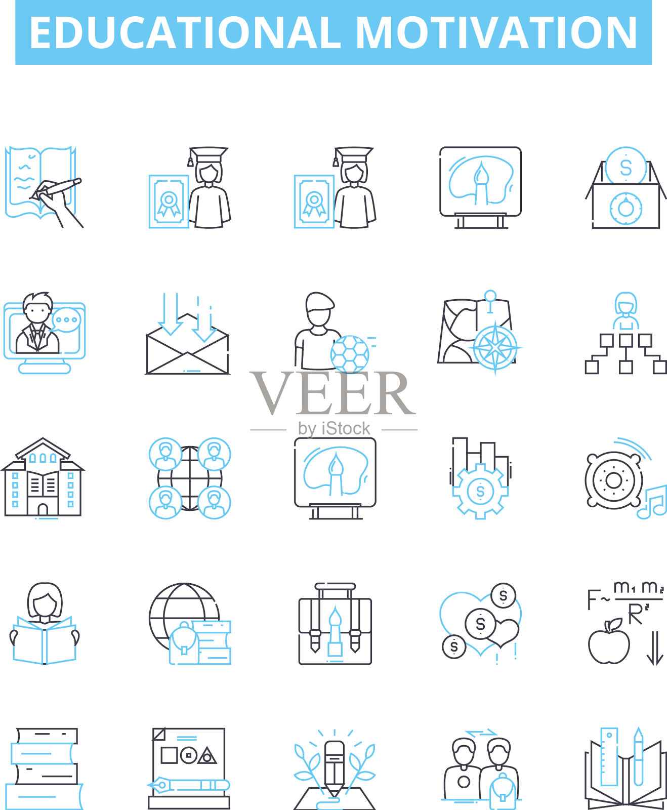 教育动机线图标集图标素材