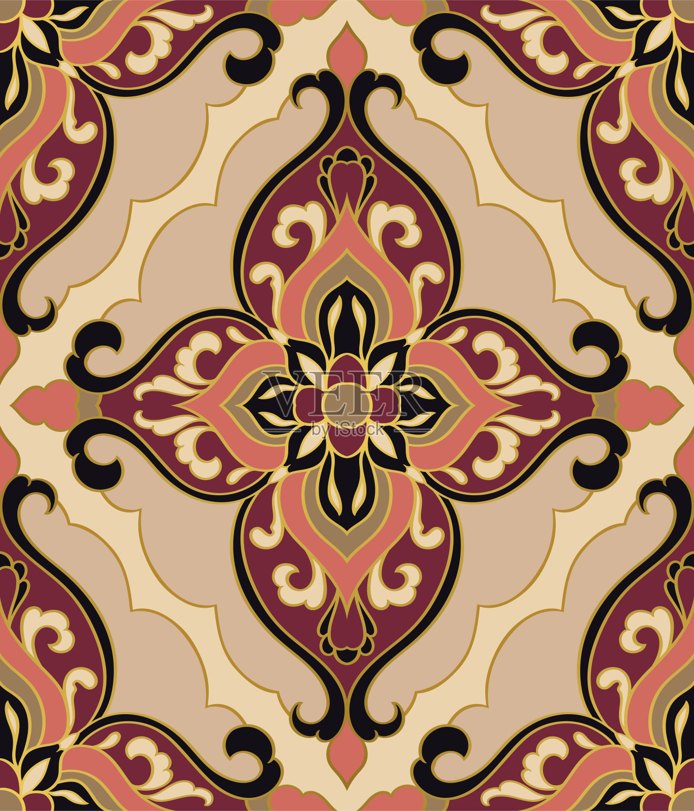 无缝锦缎矢量图案。插画图片素材