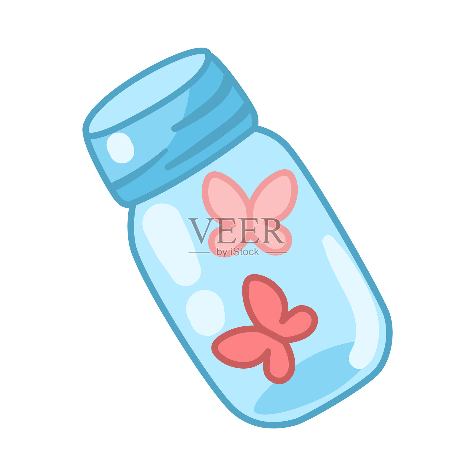 可爱的蝴蝶在罐子卡通插画图片素材