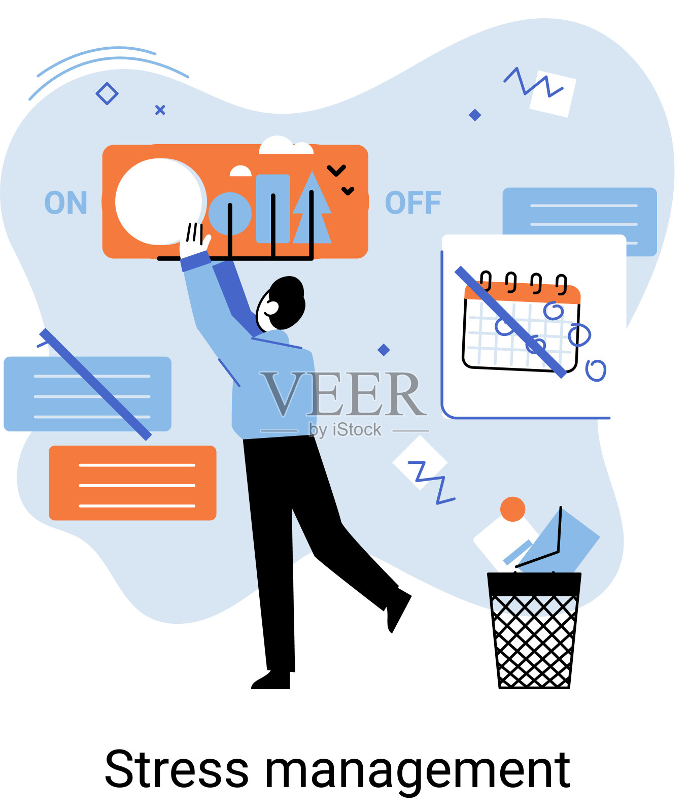 压力管理抽象概念：压力控制、抑郁、情绪紧张、精神健康插画图片素材