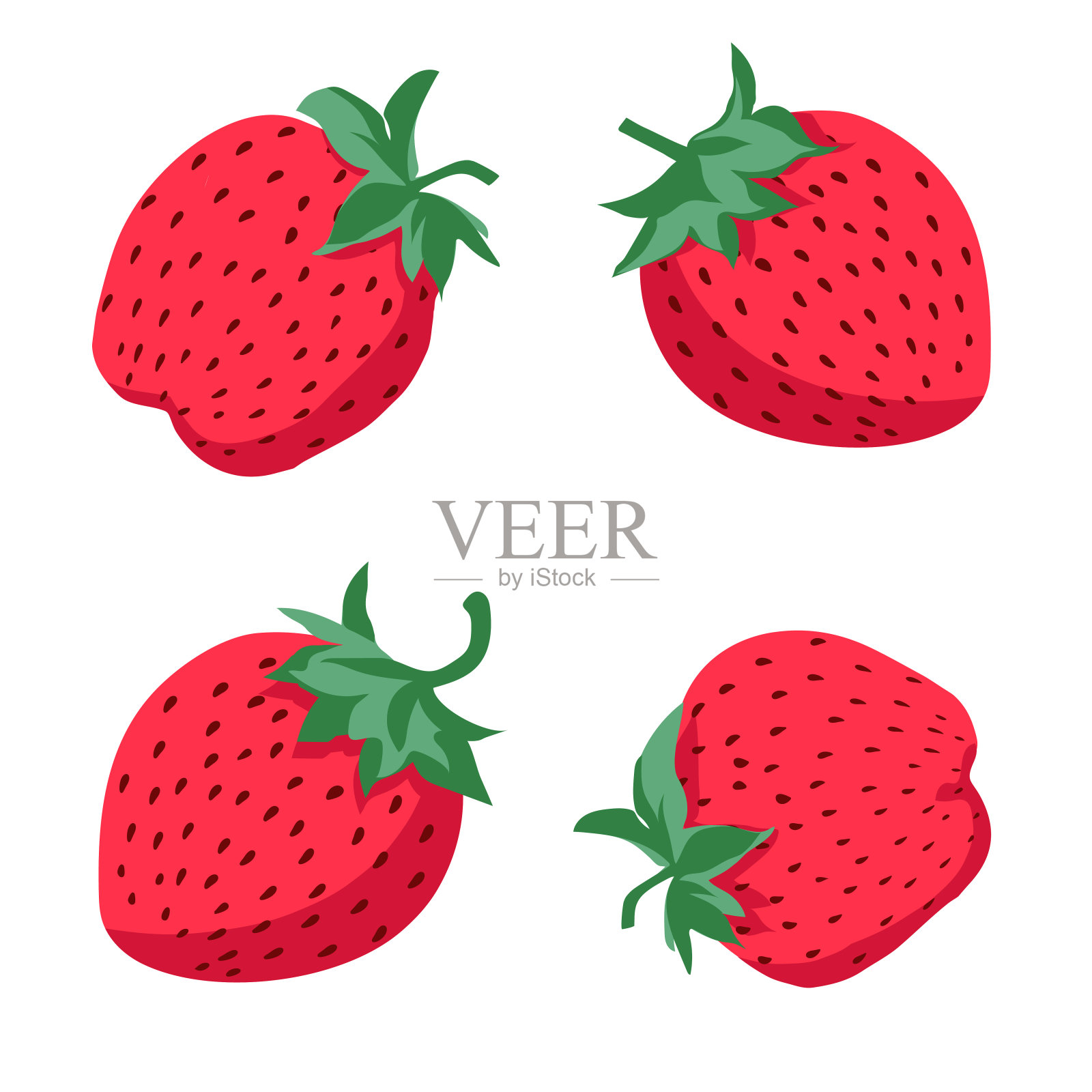 把草莓放在白色的背景上。插画图片素材