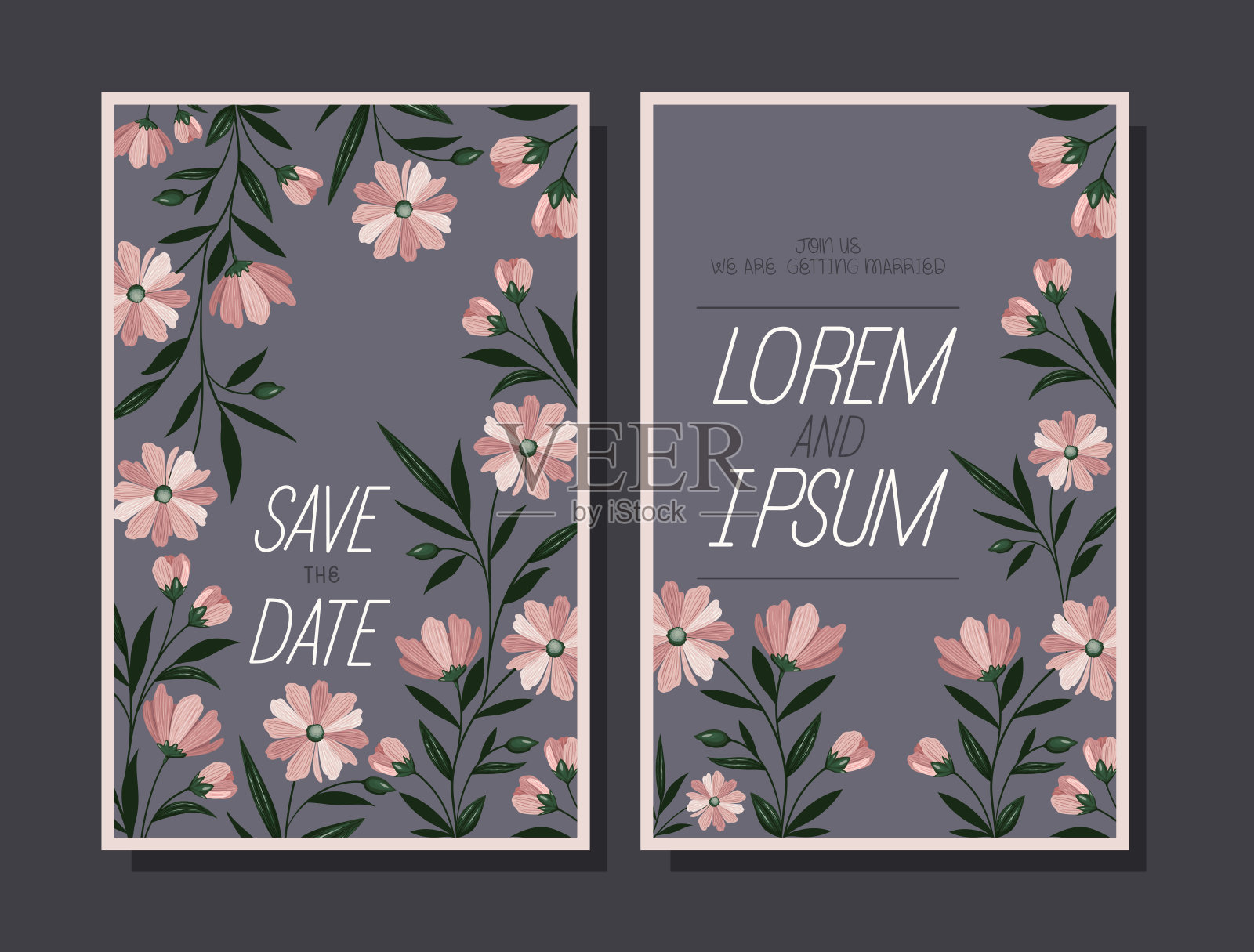 婚礼请柬插画图片素材