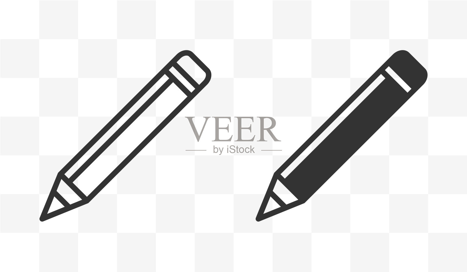 铅笔图标上的透明背景矢量股票插图。图标素材