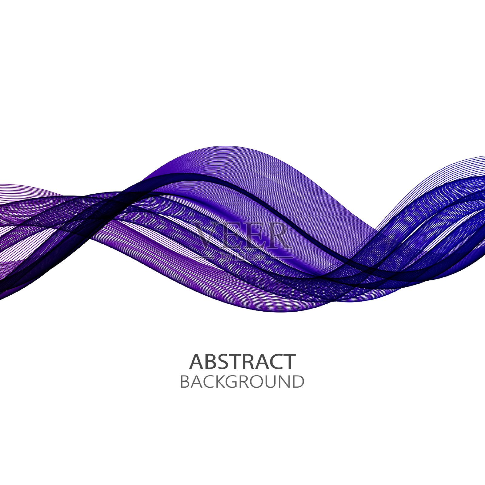 抽象的背景透明的蓝色波浪，流畅的线条在一个白色的背景插画图片素材