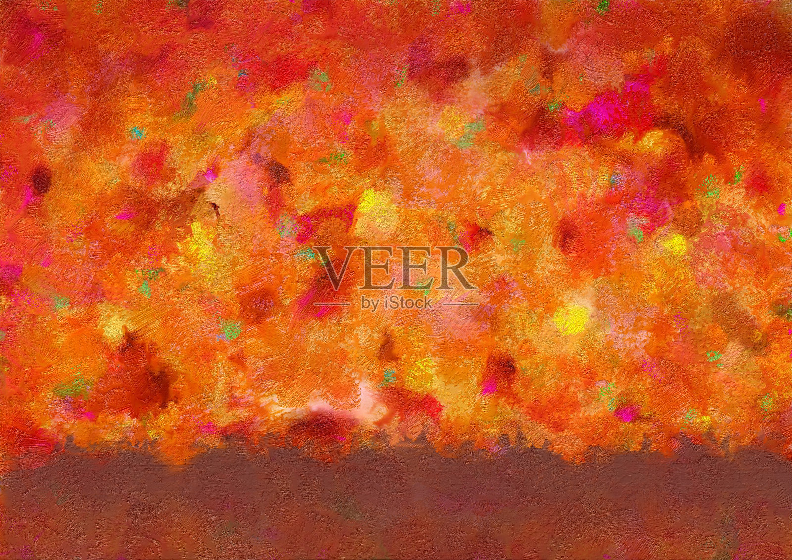 抽象油画以红色为基调，明快。照片摄影图片