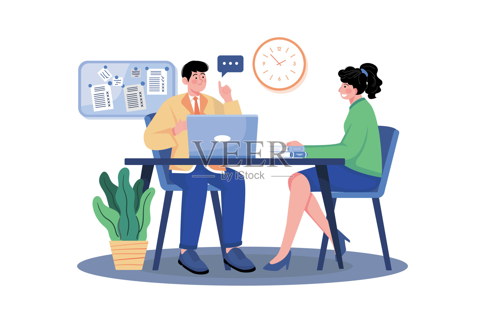 雇主会问面试问题来评估应聘者的技能和契合度。插画图片素材