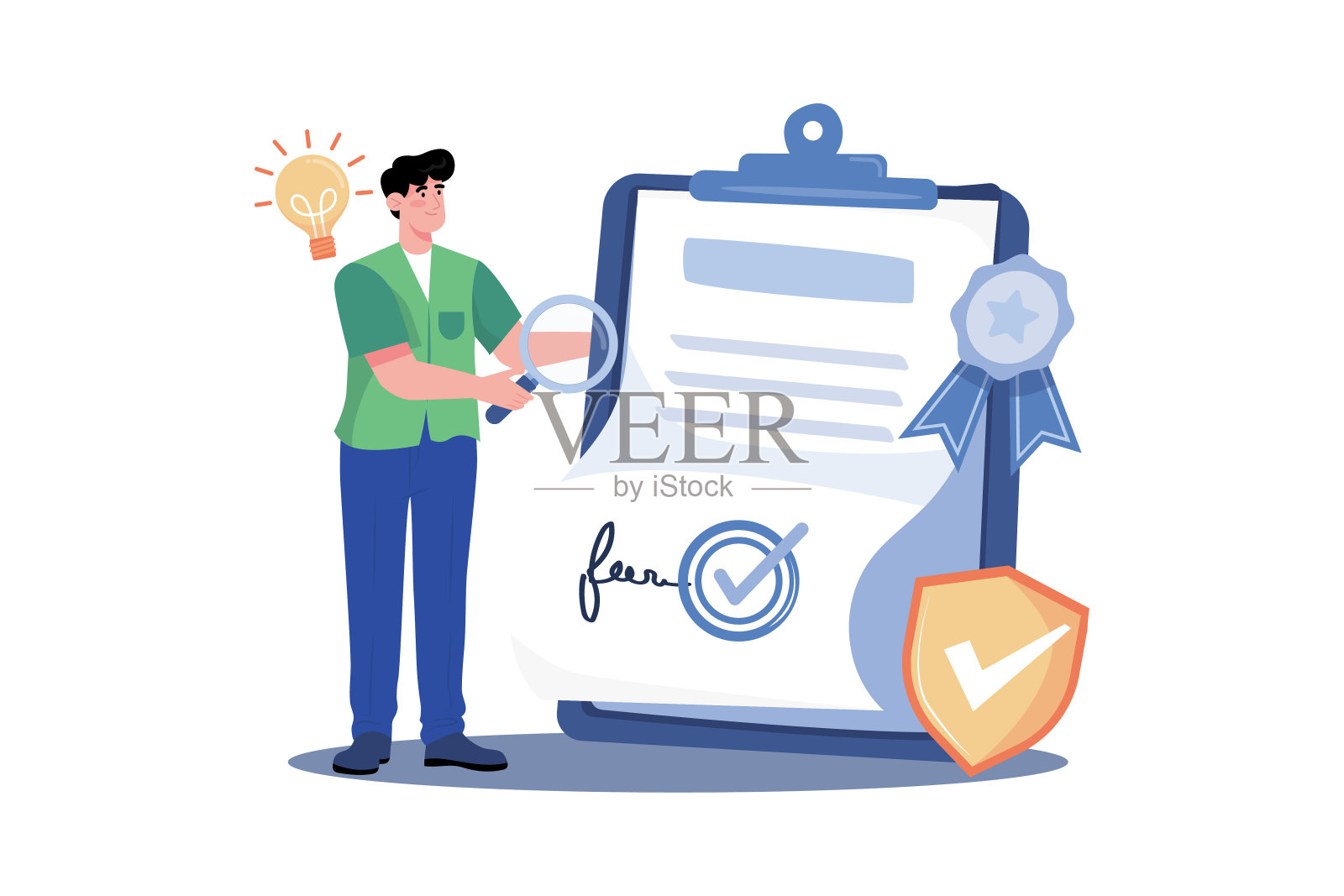 法律顾问制定法律合同和协议。插画图片素材